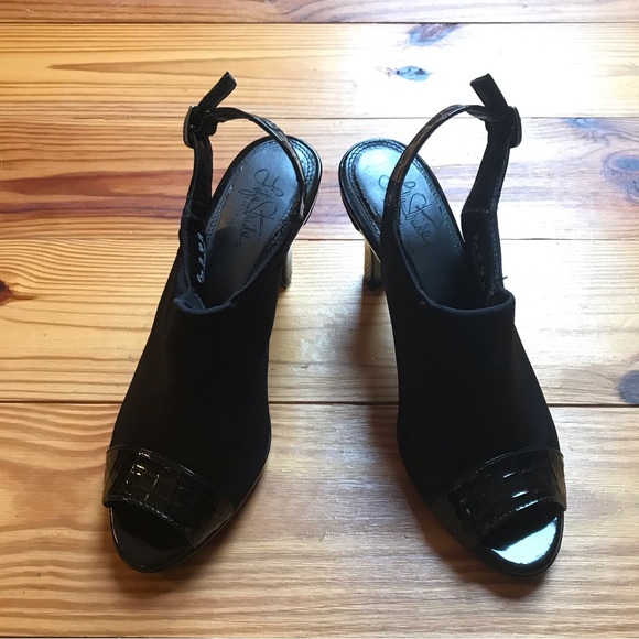 Life Stride Soft System Black Open Toe Heels, EUC, 7.5 - Picture 2 of 15